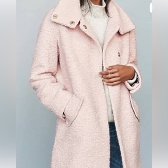 Eliza J Topper Coat In Blush Pink Women Lined Pockets Boucle Wool Blend Size 8 - Picture 1 of 13